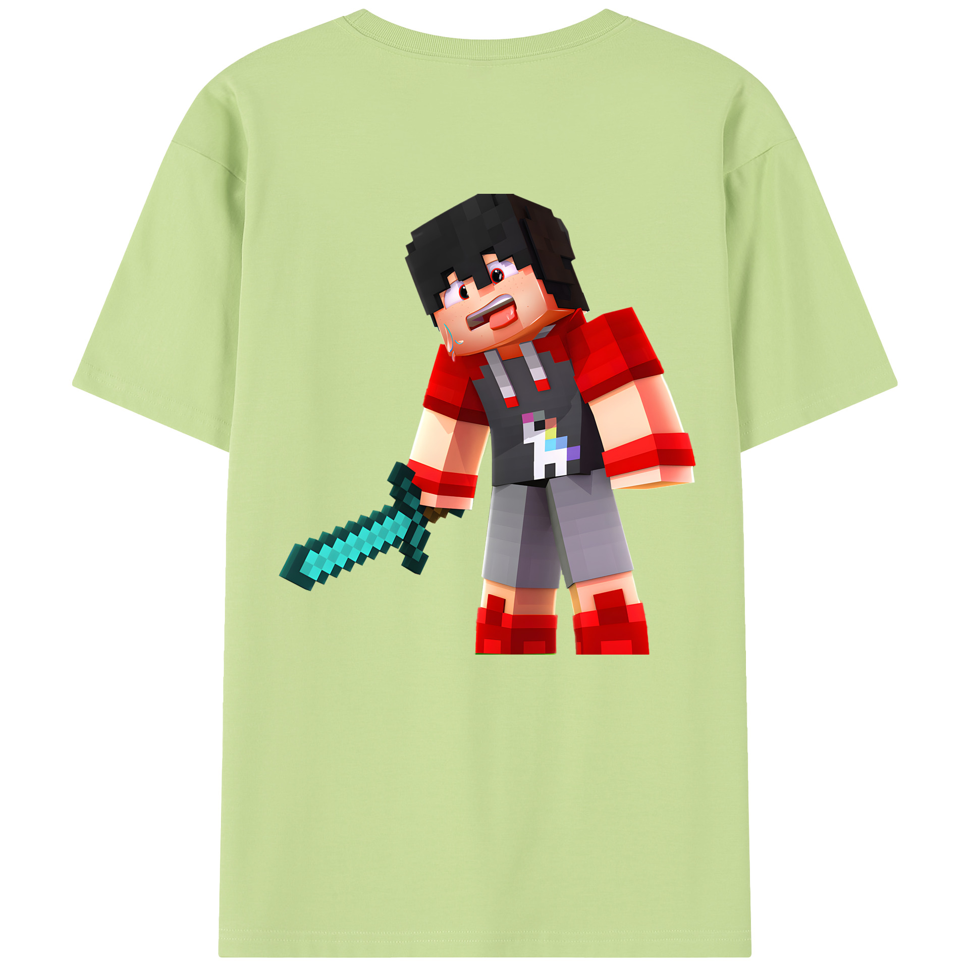 （画像用） マインクラフト ブロックの世界 Minecraft MC Block world 綿100％半袖Tシャツ（背面プリント）
